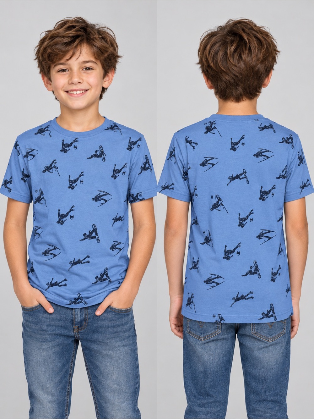 Champion Boys' Blue Short-Sleeve Tee with Navy Surf Graphics